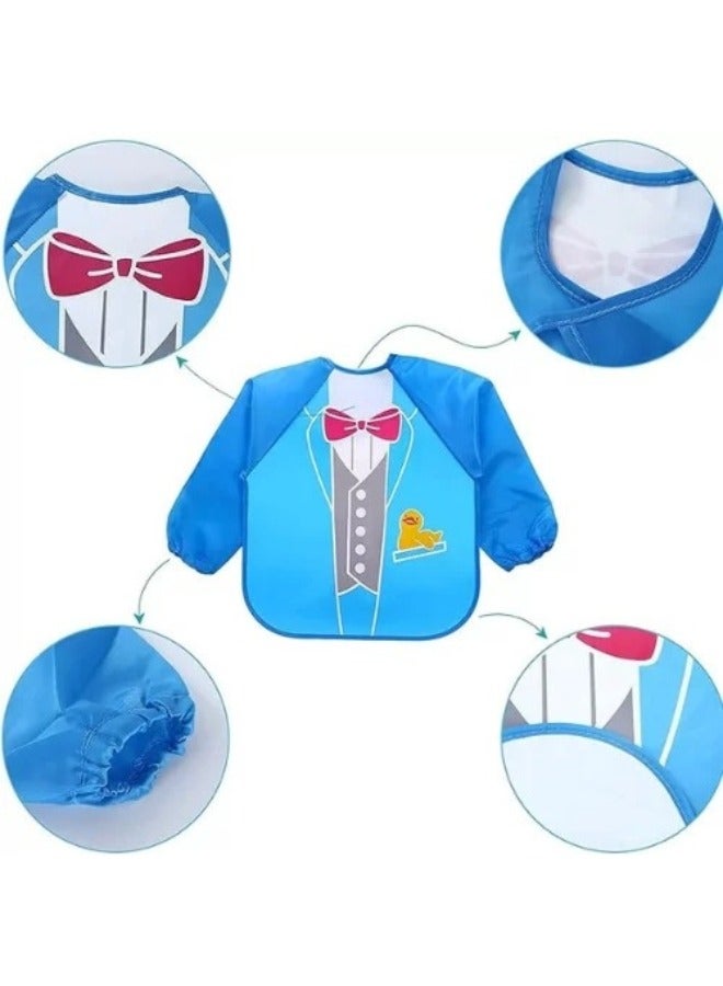 Baby's Long-Sleeve Waterproof Bib for Both Eating and Drawing (Blue), One Size - 1Pc  - Image 3