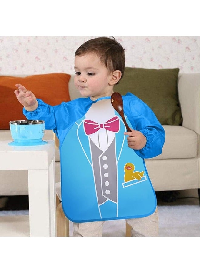 Baby's Long-Sleeve Waterproof Bib for Both Eating and Drawing (Blue), One Size - 1Pc  - Image 4
