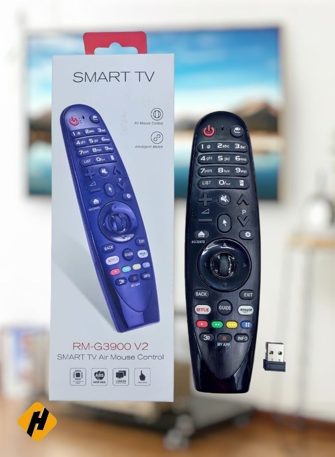 راكسوم ريموت تلفزيون ال جي الذكي | جهاز تحكم عن بعد بديل لتلفزيونات LG الذكية LCD LED RM-G3900 V2 - أسود