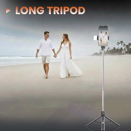 Kratos K50 Selfie Stick Tripod with Light, 67 inch/170CM Reinforced Tripod for Mobile Phone,Multi-Functional Bluetooth Long Selfie Stick for Travel,Vlogging,Compatible with iPhone and All Smartphones - Image 2