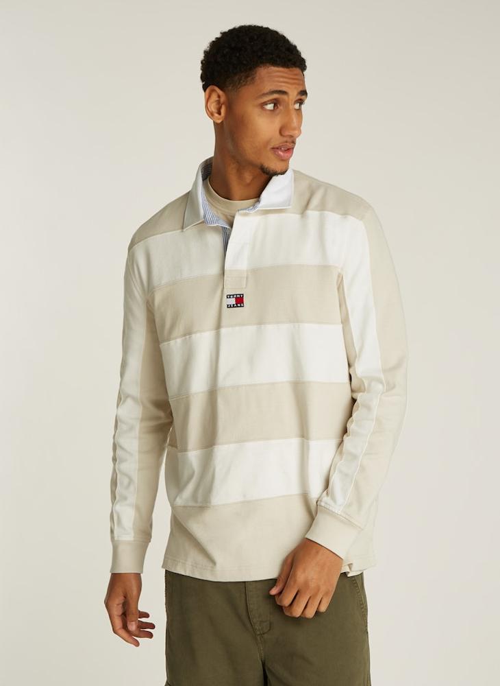 TOMMY JEANS Graphic Logo Longsleeve Polo Shirt - Image 1