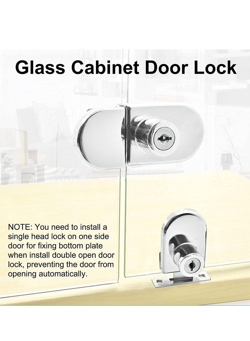 Glass Door Display Cabinet Safety Lock, Double-Open Glass Door Single Glass Door Locks for 5-8mm Glass, Separate Key Without Drilling - Image 2