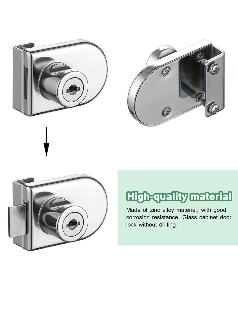 Glass Door Display Cabinet Safety Lock, Double-Open Glass Door Single Glass Door Locks for 5-8mm Glass, Separate Key Without Drilling - Image 5