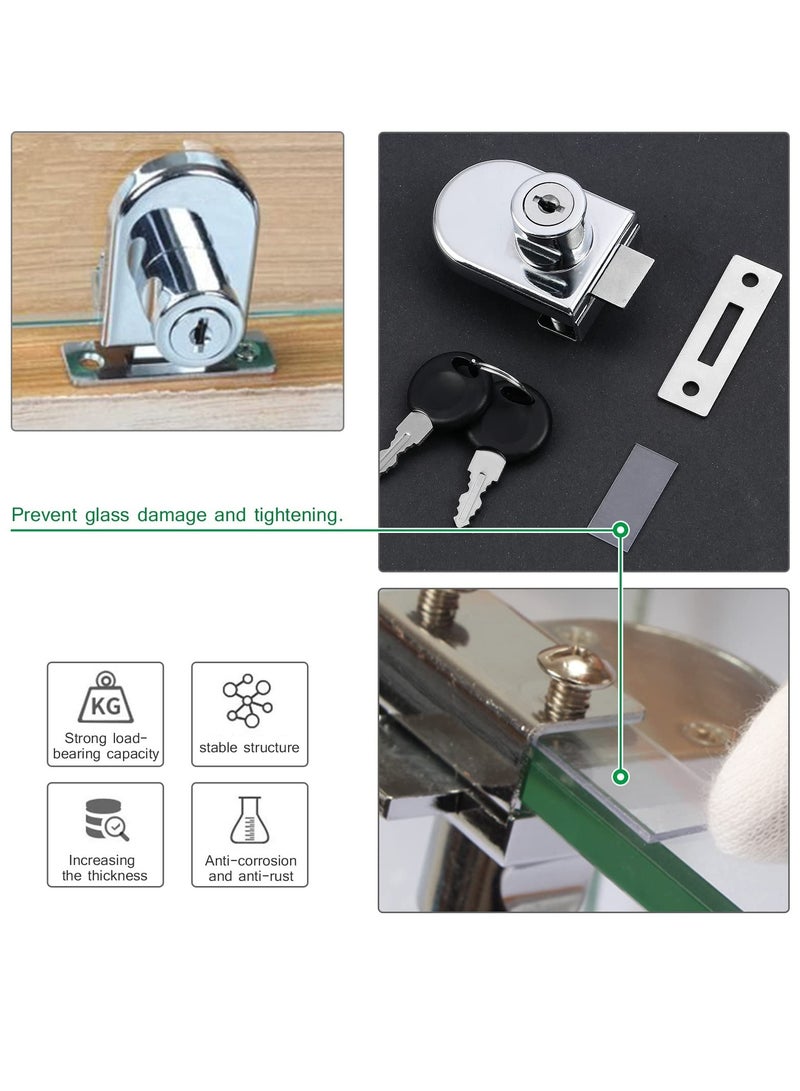 Glass Door Display Cabinet Safety Lock, Double-Open Glass Door Single Glass Door Locks for 5-8mm Glass, Separate Key Without Drilling - Image 4