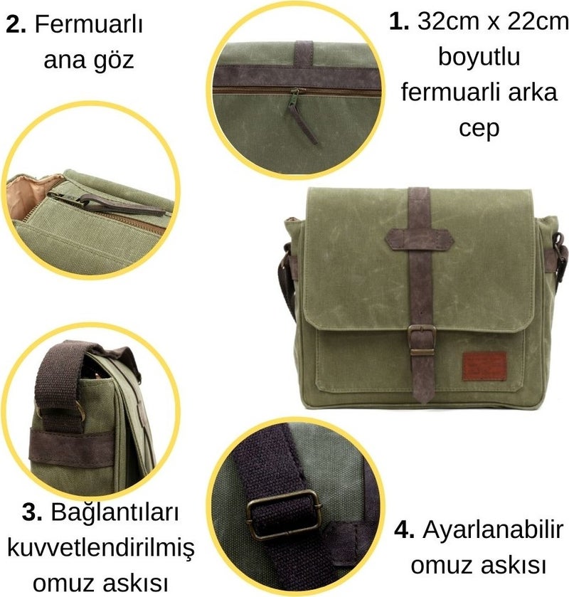 Old Cotton Cargo Waterproof Cotton Fabric Laptop Briefcase Travel Bag  - Image 5