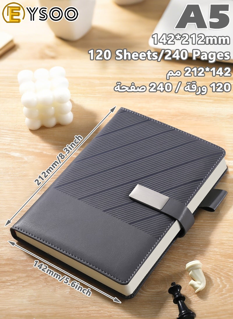 EYSOO A5 Lined Journal Notebook 240 Pages 80 GSM Hardcover Journal Ruled Notebook for Office Home Business School Writing Note Taking (Grey) - Image 2