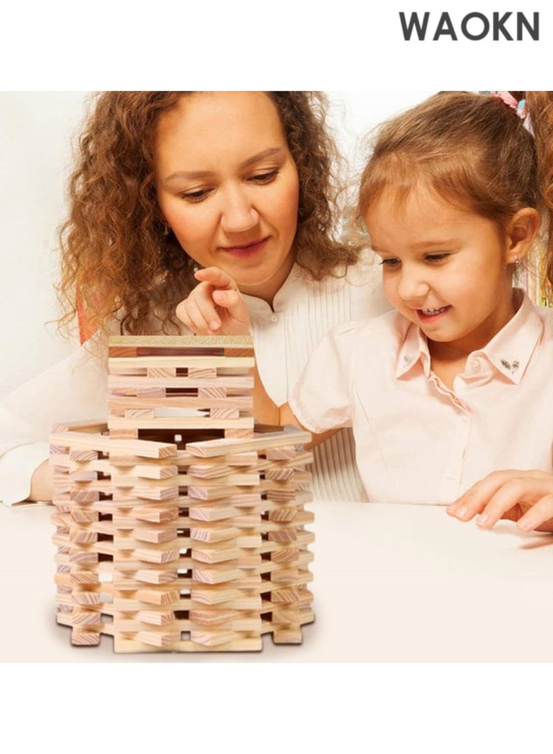 WAOKN 100-Piece Wooden Building Blocks Set - Natural Montessori Stacking Toys for Toddlers & Kids, Educational STEM Learning Toys, Creative Construction Stacking Game,  Birthday Gift for Boys & Girls Ages 3+ - Image 2