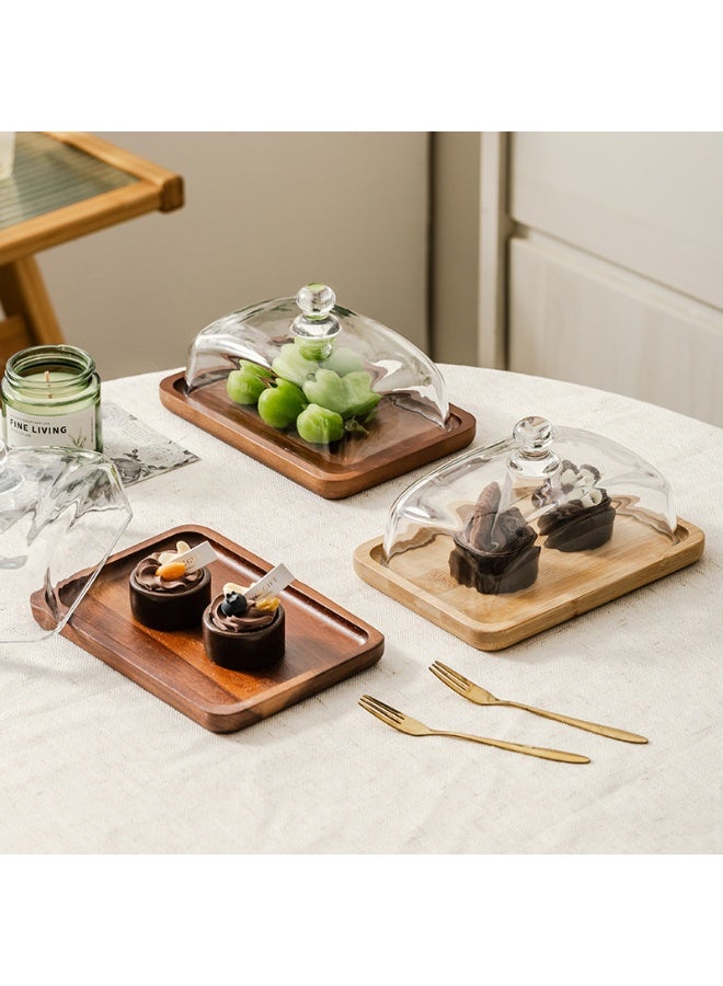 Acacia Wood Butter Dish, Butter Dish with Lid, Dessert Plate Suitable, Dining Table, Wedding & Serving Tray - Acacia Wood Snack Display Plate for Cakes, Fruits, Pastries - Image 5