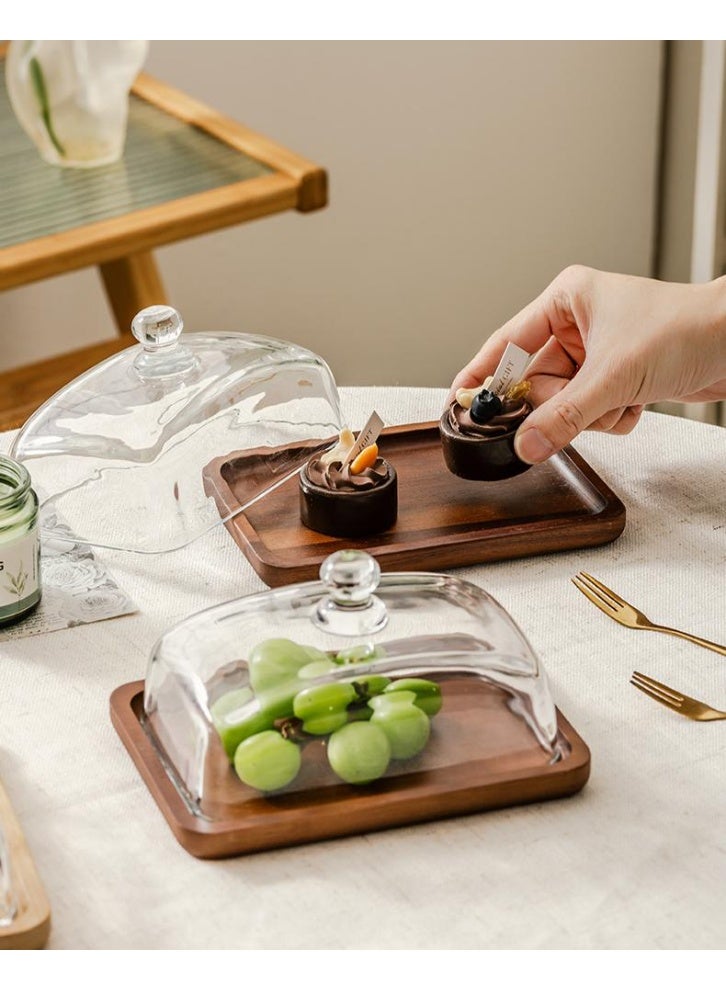 Acacia Wood Butter Dish, Butter Dish with Lid, Dessert Plate Suitable, Dining Table, Wedding & Serving Tray - Acacia Wood Snack Display Plate for Cakes, Fruits, Pastries - Image 4