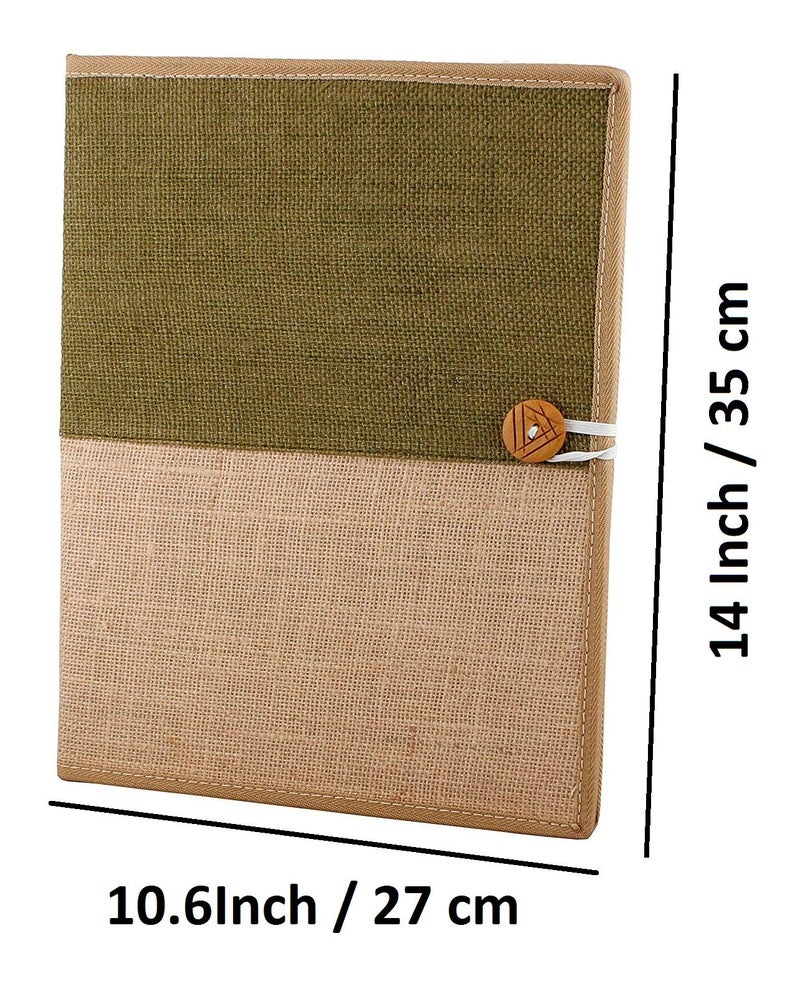 AmazingHind Jute File Folders for Certificates, Document Holder, Jute Conference Folder (Size: A4, Color: Green & Beige) - Image 2