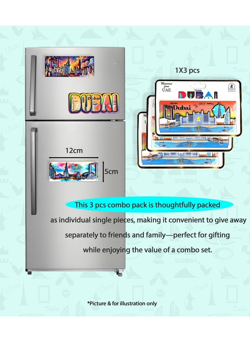 Souvenir Souq Fridge Magnet Wooden MDF 3 pcs (12×5 cm) Large Size | UAE Souvenir | Epoxy Shine Finish, - Image 3