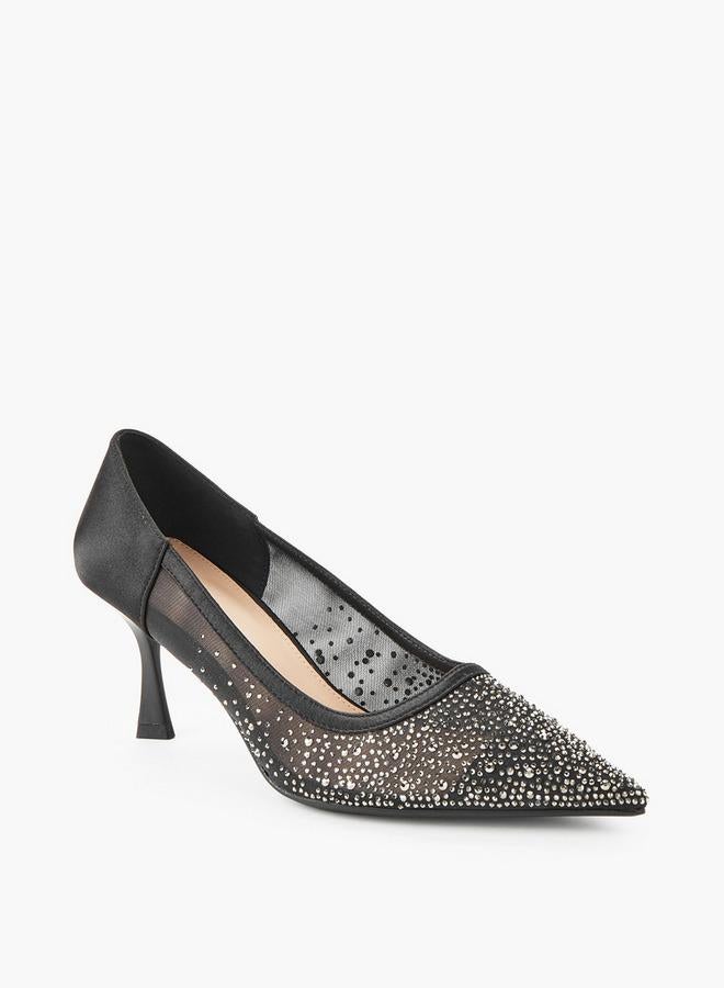 Paprika Women Embellished Flared Heel Pumps - Image 1