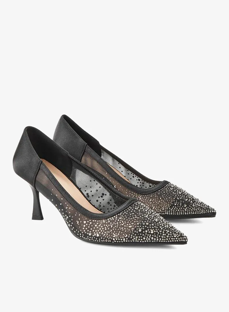 Paprika Women Embellished Flared Heel Pumps