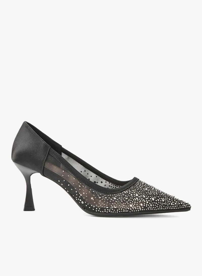 Paprika BLACK Women Embellished Flared Heel Pumps for Women | Best Price UAE