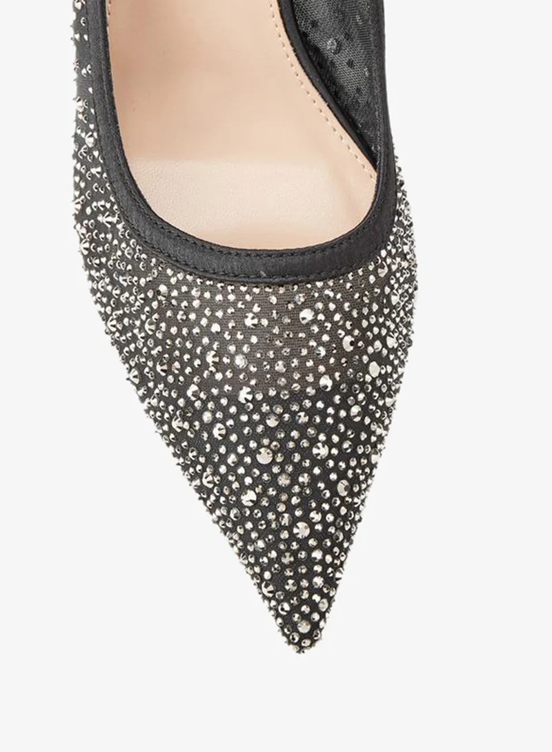 Paprika BLACK Women Embellished Flared Heel Pumps for Women | Best Price UAE