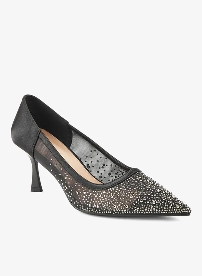 Paprika Women Embellished Flared Heel Pumps
