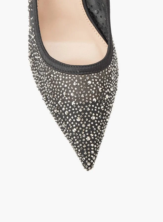 Paprika BLACK Women Embellished Flared Heel Pumps for Women | Best Price UAE