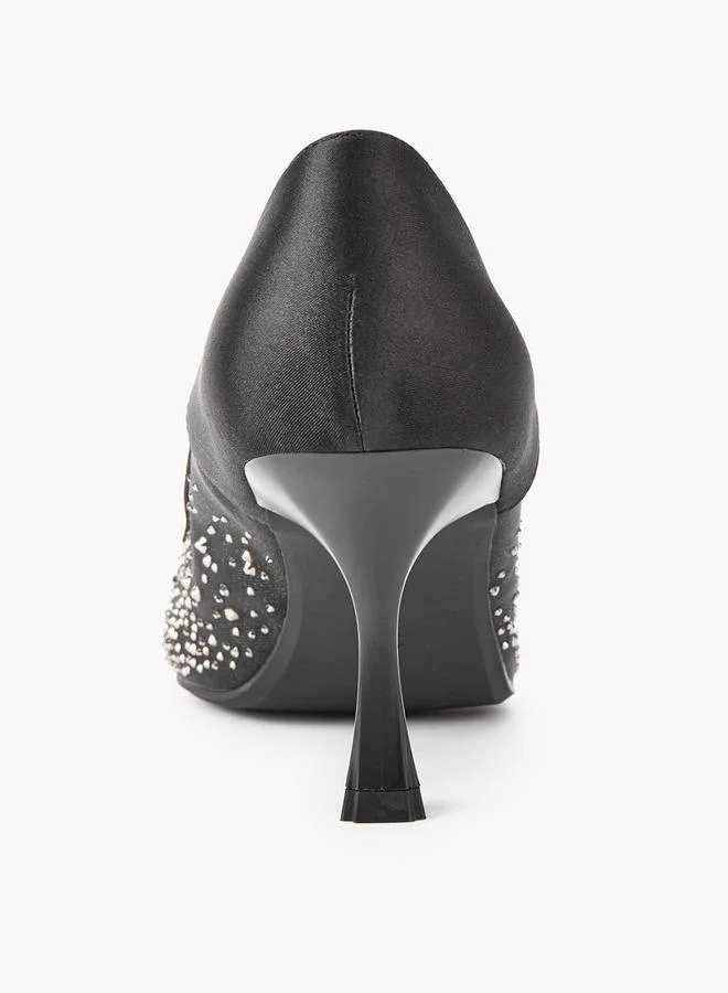 Paprika BLACK Women Embellished Flared Heel Pumps for Women | Best Price UAE