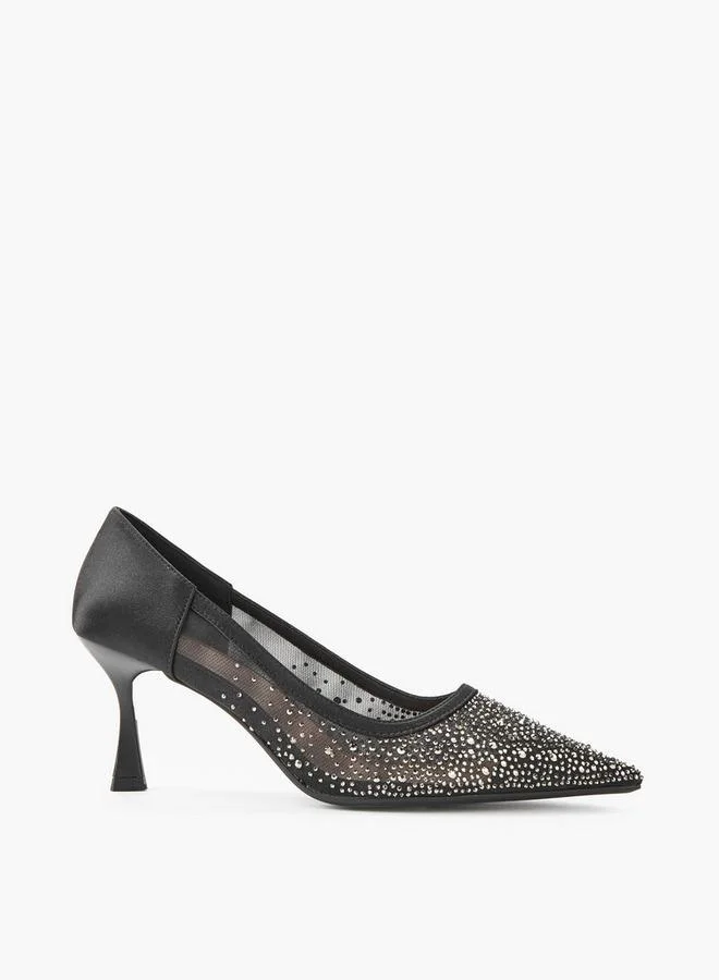 Paprika BLACK Women Embellished Flared Heel Pumps for Women | Best Price UAE