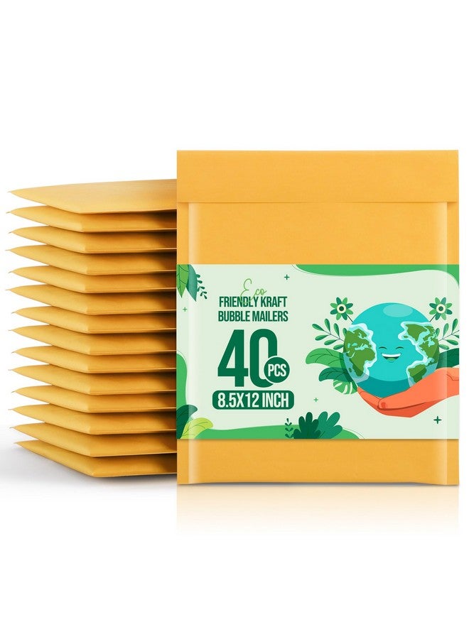 Fuxury Kraft Bubble Mailers 8.5X12 Inch 40 Pack Strong Adhesion Padded Envelopes #2 Self Seal Bubble Envelopes Padded Mailers Book Mailers Packaging For Small Business Yellow - Image 1
