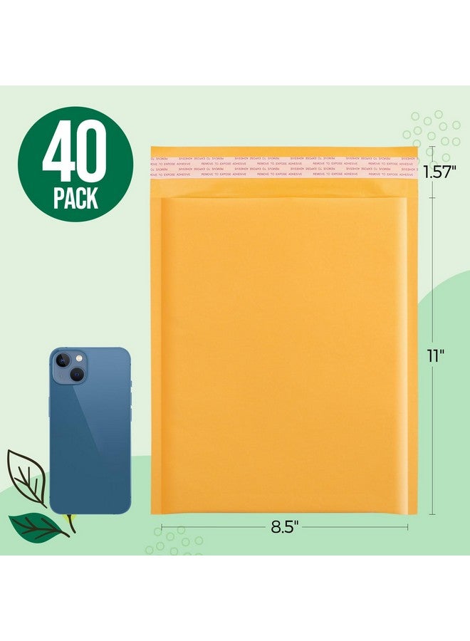 Fuxury Kraft Bubble Mailers 8.5X12 Inch 40 Pack Strong Adhesion Padded Envelopes #2 Self Seal Bubble Envelopes Padded Mailers Book Mailers Packaging For Small Business Yellow - Image 2