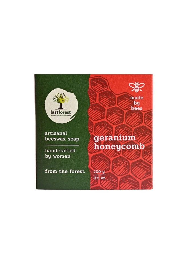 Last Forest Artisanal Handcrafted Handmade Natural Honeycomb Beeswax Soap Geranium 100G 100% Natural Ingredients Moisturizing Natural Beeswax Bathing Soap For Men And Women - Image 2