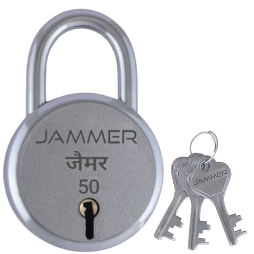 JAMMER Round 50 Lock and Keys, 6 Steel Lever, Single Locking, Small Size Padlock for Home, Size 50mm, Home Improvement Protection Silver Fnish (3 Keys) - Image 1