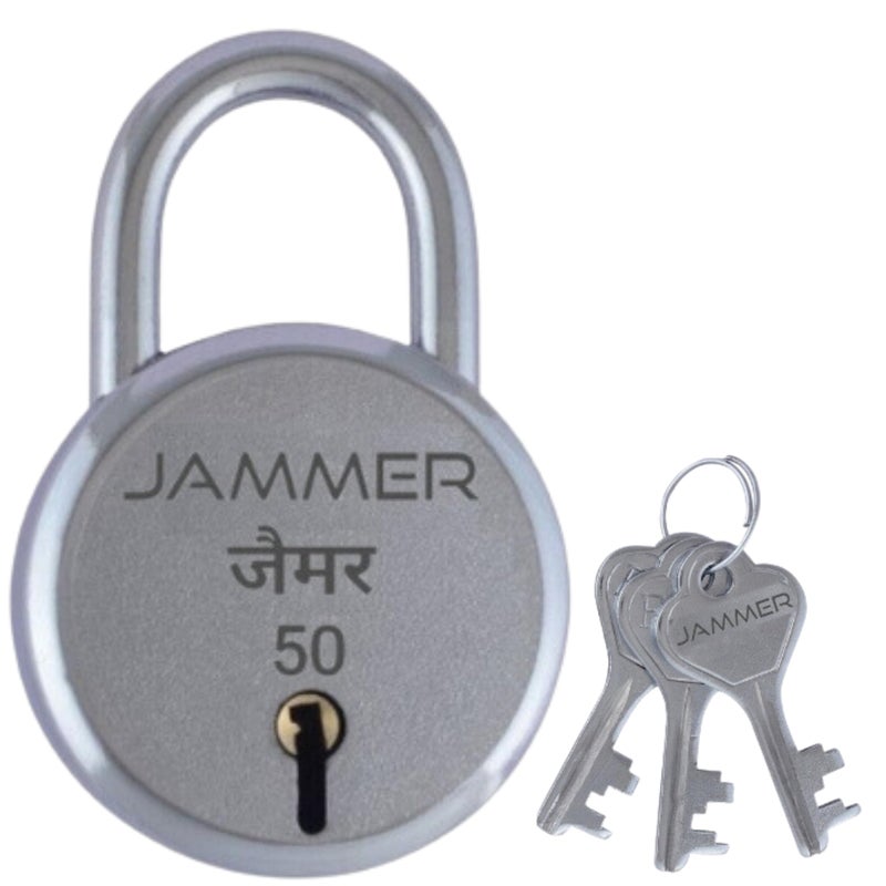 JAMMER Round 50 Lock and Keys, 6 Steel Lever, Single Locking, Small Size Padlock for Home, Size 50mm, Home Improvement Protection Silver Fnish (3 Keys) - Image 5