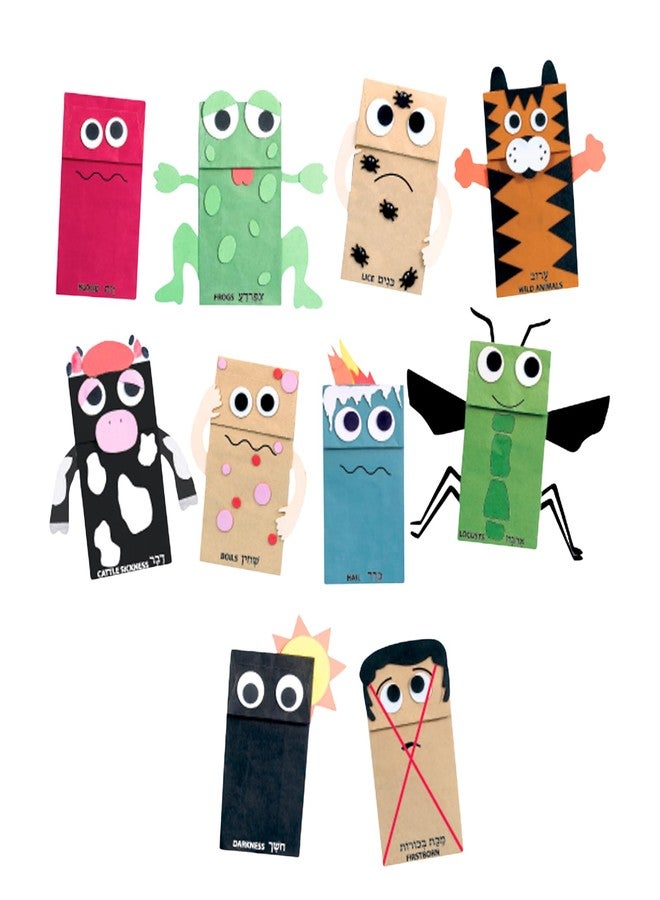 Rite Lite Passover 10 Plagues Hand Puppet Kit Pesach Seder Haggadah Storytelling Activity Judaica Hostess Gift Jewish Holiday Party Favor Educational Craft Set DIY Assembly Puppets Hours of Fun! - Image 2
