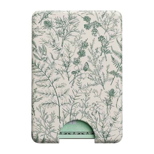 Casely MagWallet Sage Garden Green Floral Slim Wallet Card Holder Compatible with MagSafe SoftTouch Hard Silicone Holds Up to 3 Cards - Image 1