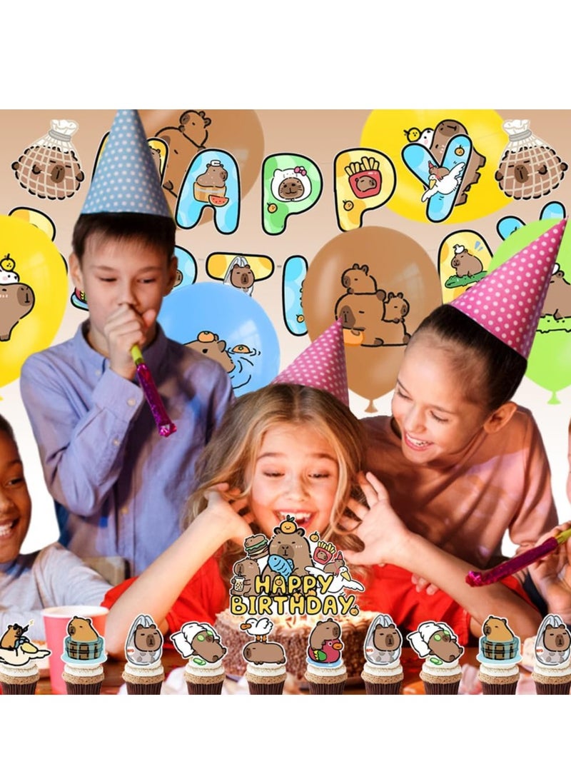 KASTWAVE 30PCS Capybara Birthday Party Supplies, Capybara Birthday Party Decorations, Capybara Birthday Cupcake Topper, Capybara Happy Birthday Banner, Birthday Balloon Decorations for Kids, Party Supplies - Image 5
