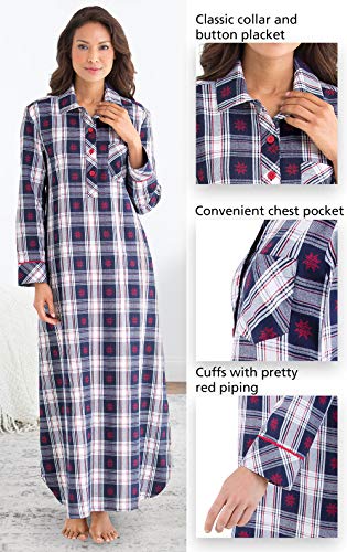 PajamaGram Flannel Nightgowns For Women - Long Sleeve Women's Nightgowns, MD - Image 4