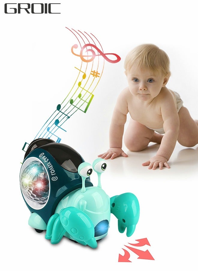GROIC Green Crawling Crab Toys With Lights, Interactive Music Toys, Electric Crawling Crab Toys, Universal Driving Toys, Baby Crawling Toys - Image 1