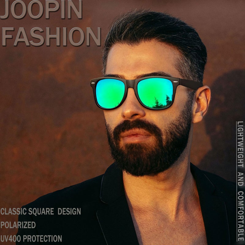 Joopin نظارات شمسية مربعة من جووبين، حماية من الأشعة فوق البنفسجية، عاكسة، ظلال خضراء عصرية للرجال والنساء، نظارات شمسية عتيقة - Image 2
