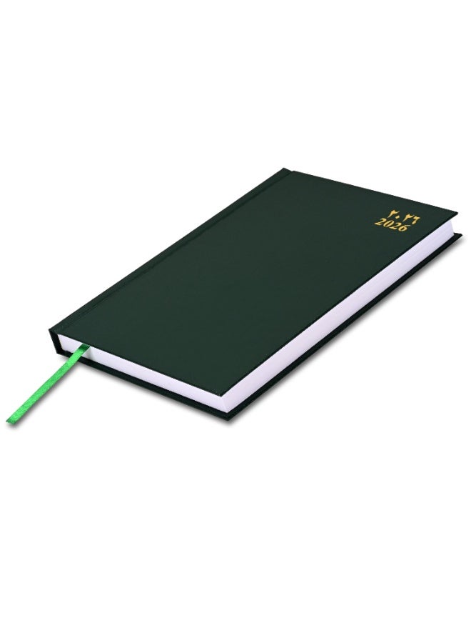 FIS مفكرة 2026، حجم A5 (148x210 مم)، غلاف صلب من مواد الفينيل، عربي/إنجليزي، ورق أبيض 60 جرام، لون أخضر - FSDI21AE26GR - Image 1