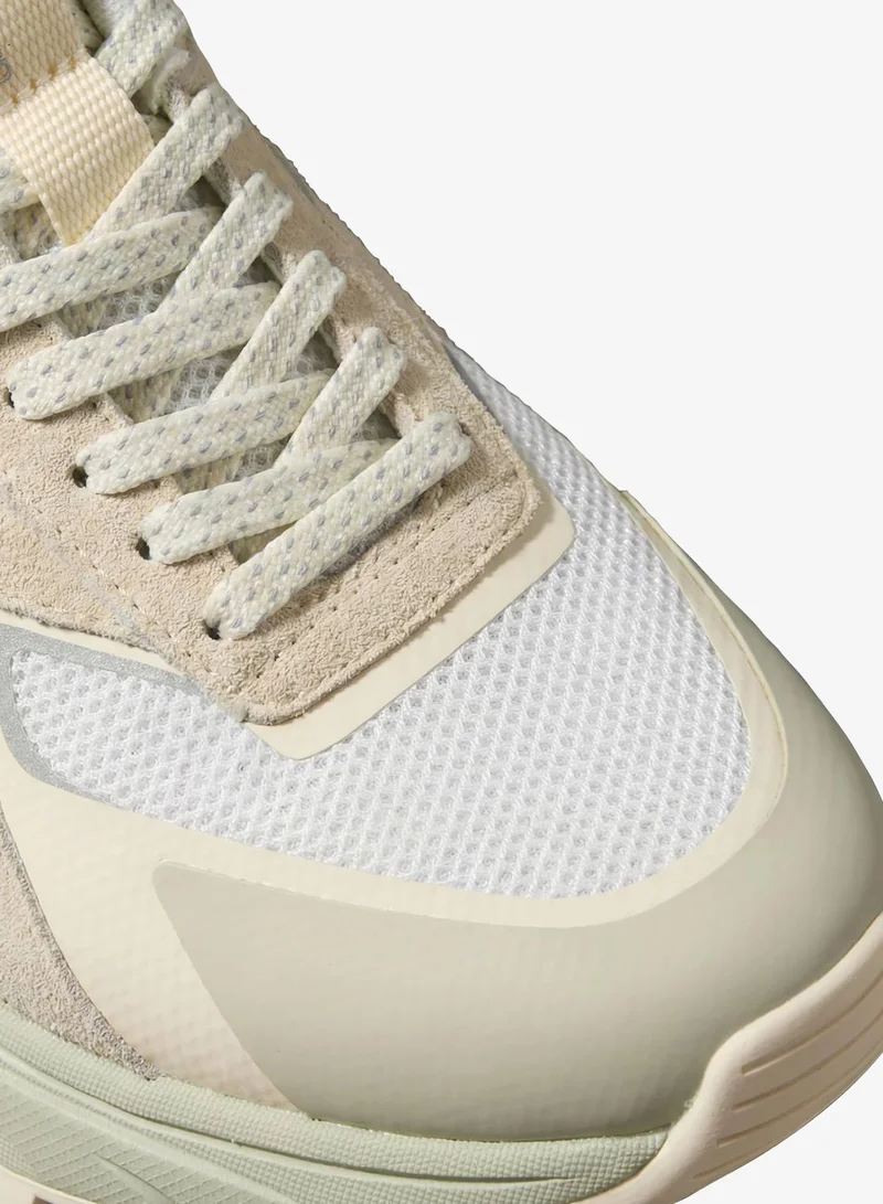Calvin Klein Off White/Light Cashew/Turtledove Knit Mesh Runner Trainers for Women | Best Price UAE