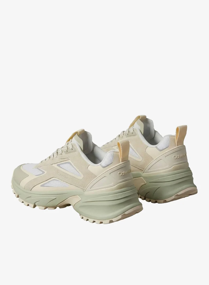 Calvin Klein Off White/Light Cashew/Turtledove Knit Mesh Runner Trainers for Women | Best Price UAE
