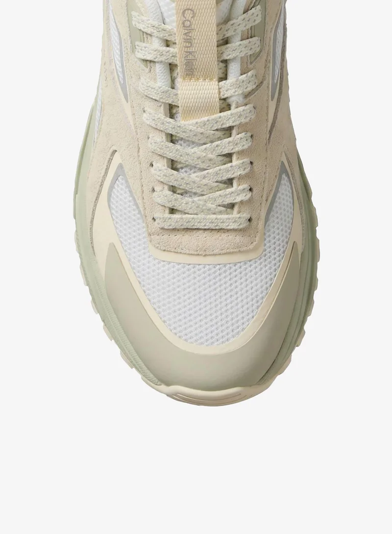 Calvin Klein Off White/Light Cashew/Turtledove Knit Mesh Runner Trainers for Women | Best Price UAE