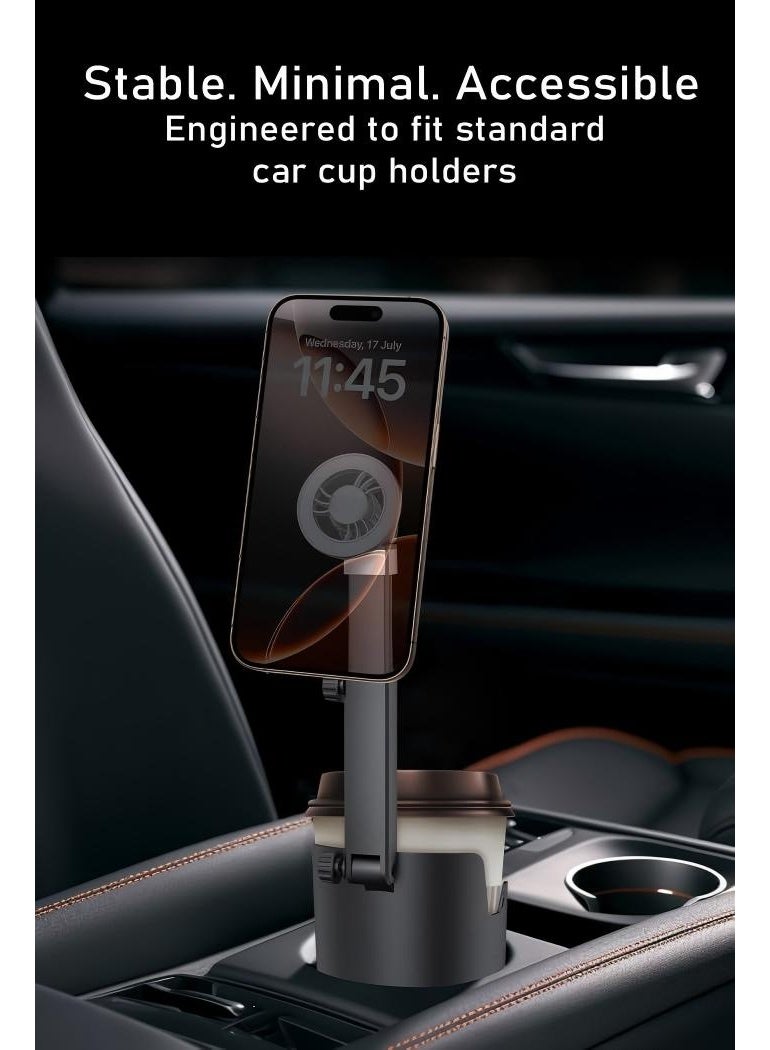 حامل الهاتف فتحة كأس السيارة قوية المغناطيسية 360 درجة التلسكوبية القابلة للتعديل الذراع العالمي وآمن تركيب سهل استخدام يد واحدة قوية قاعدة مضادة للاهتزاز - Image 3