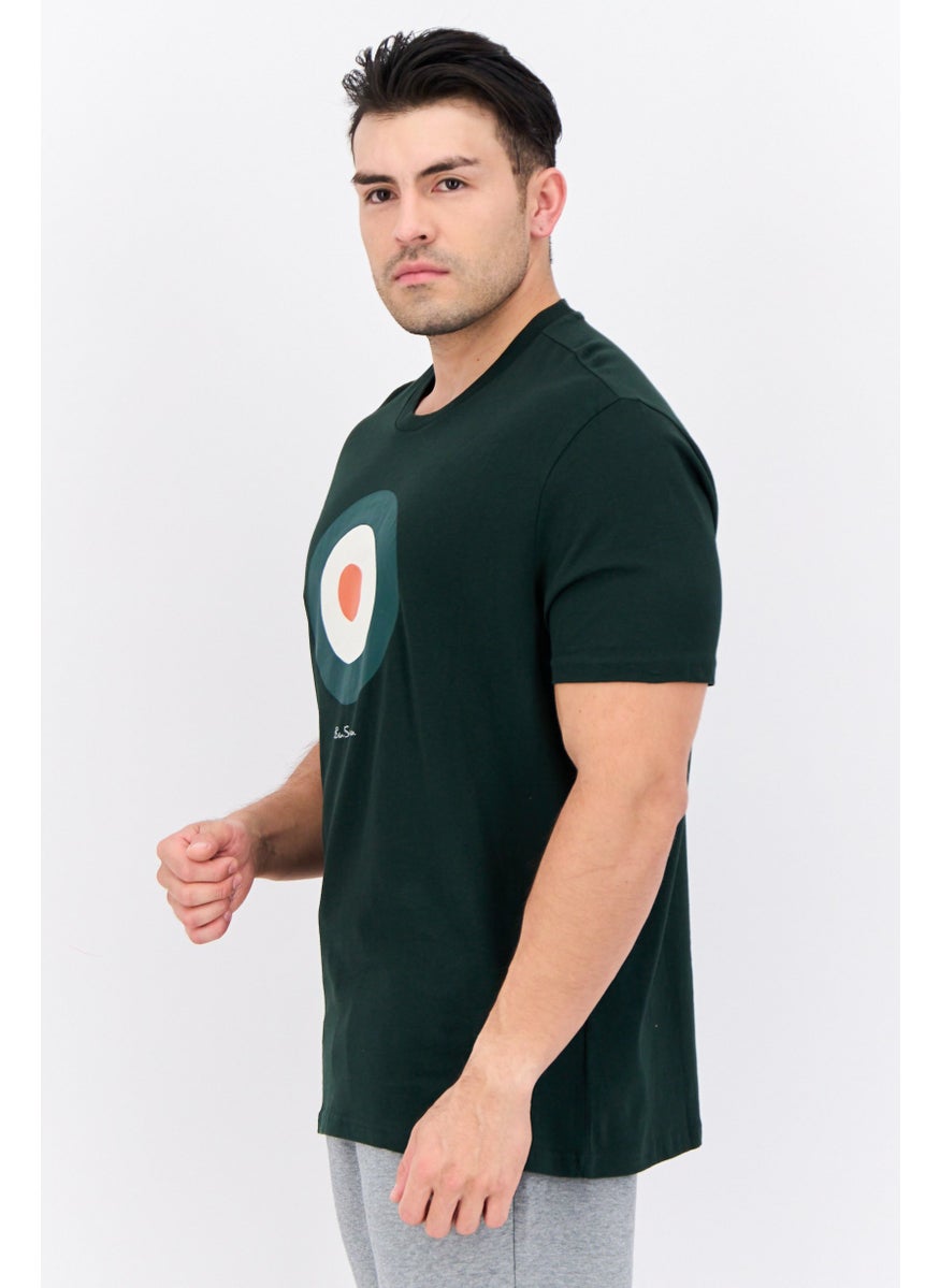Ben Sherman - Men Crew Neck Short Sleeves Brand Logo T-Shirt, Dark Green - Image 1