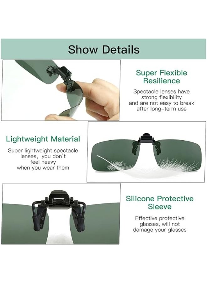 Electomania Polarized Clip-on Sunglasses, Anti-Glare UV Protection Flip-up Sunglasses for Prescription Glasses，Men’s Sunglasses  - Image 2