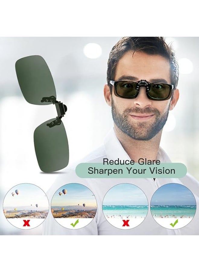 Electomania Polarized Clip-on Sunglasses, Anti-Glare UV Protection Flip-up Sunglasses for Prescription Glasses，Men’s Sunglasses  - Image 4