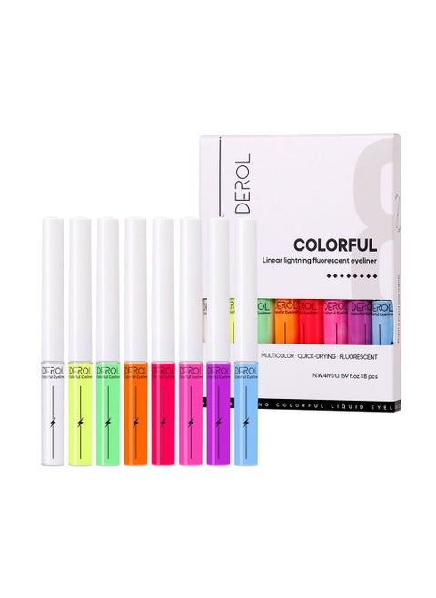 8 Pieces Liquid Eyeliner Long Lasting Waterproof Professional UV Makeup Colorful Eyeliners Set
