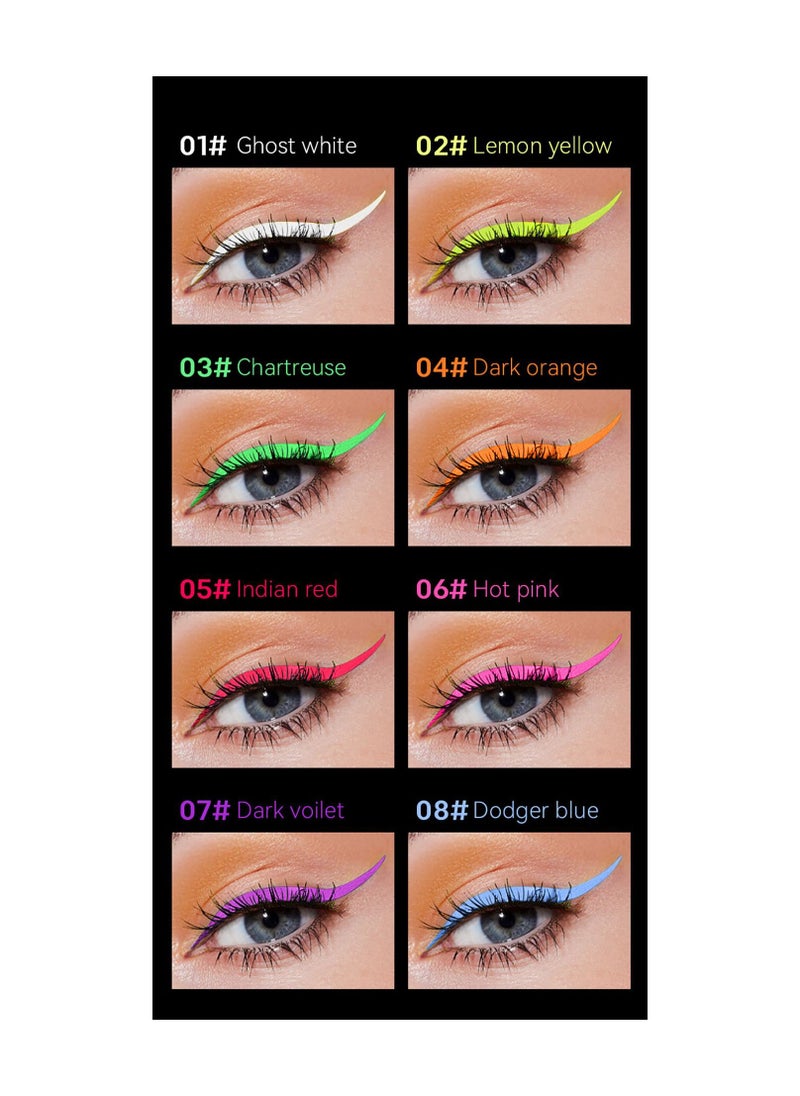 DEROL - 8 Pieces Liquid Eyeliner Long Lasting Waterproof Professional UV Makeup Colorful Eyeliners Set - Image 1