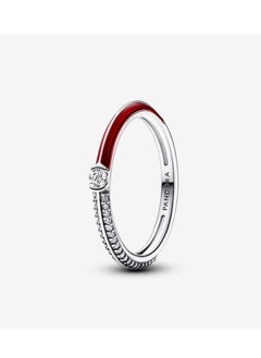 Pandora pavé gemstone and red enamel ring