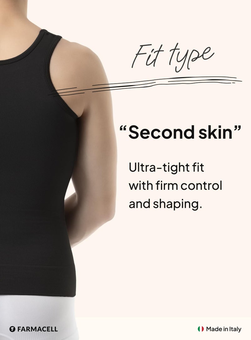 Farmacell 418 (Black, M) Compression Vest for Men, Chest Compression and Tummy Control, Cotton Shapewear, Made in Italy - Image 5