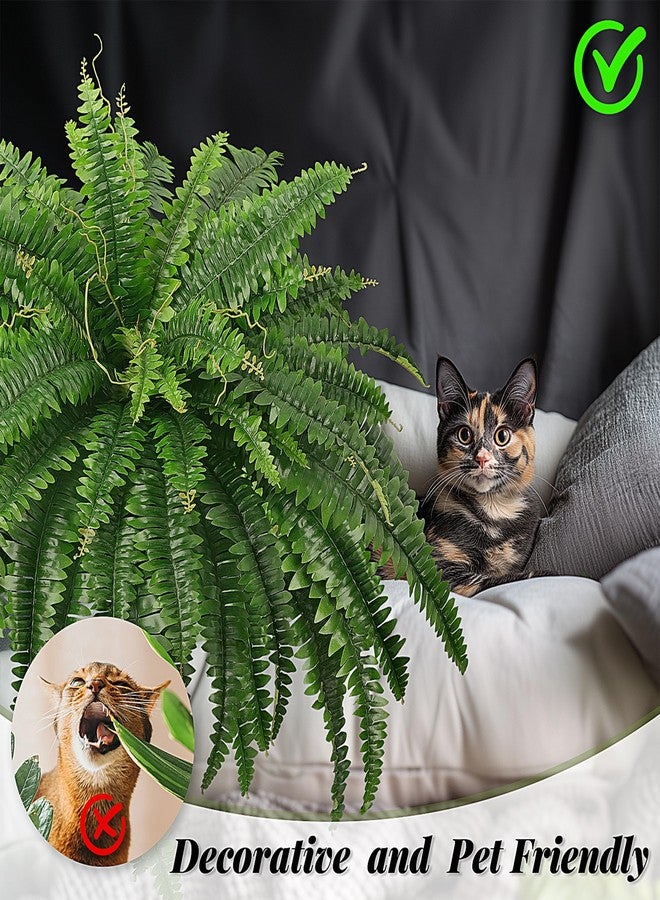 FOREST PRINCE 45" Fake Ferns, Realistic Large Artificial Bush Plants, 2 Artificial Boston Ferns with 59 Fronds for Outdoors Planter Indoor Home Garden Porch Decor - Image 3