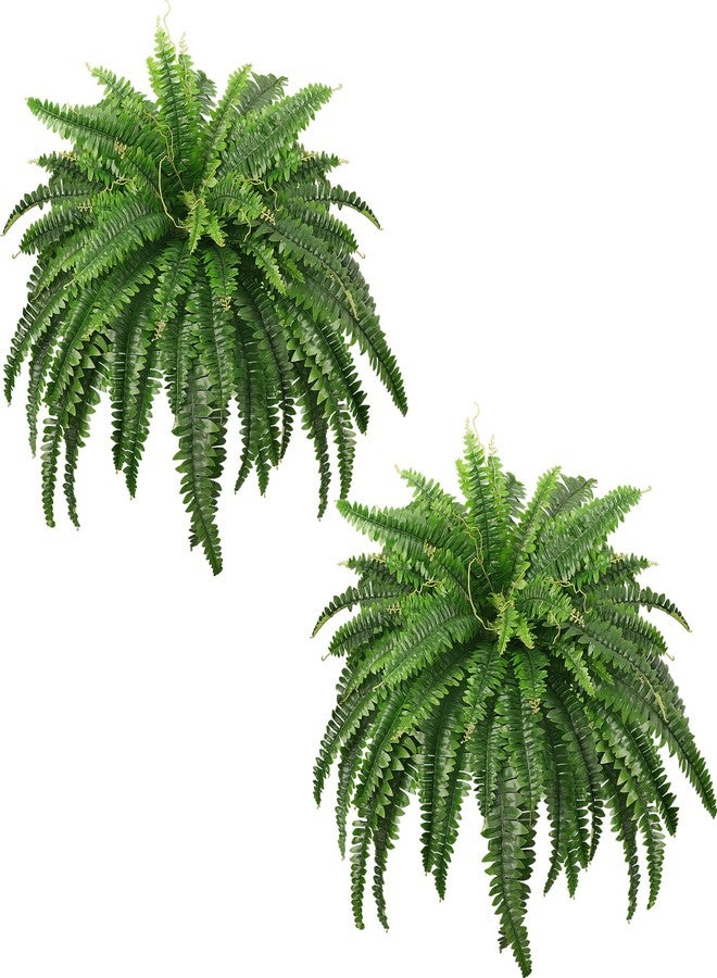 FOREST PRINCE 45" Fake Ferns, Realistic Large Artificial Bush Plants, 2 Artificial Boston Ferns with 59 Fronds for Outdoors Planter Indoor Home Garden Porch Decor - Image 1