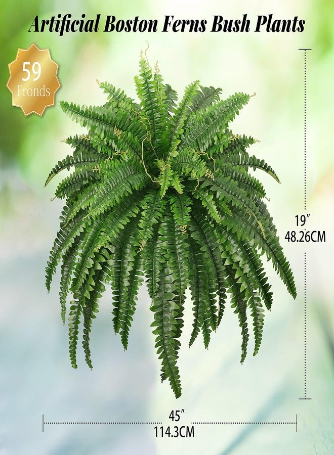 FOREST PRINCE 45" Fake Ferns, Realistic Large Artificial Bush Plants, 2 Artificial Boston Ferns with 59 Fronds for Outdoors Planter Indoor Home Garden Porch Decor - Image 4
