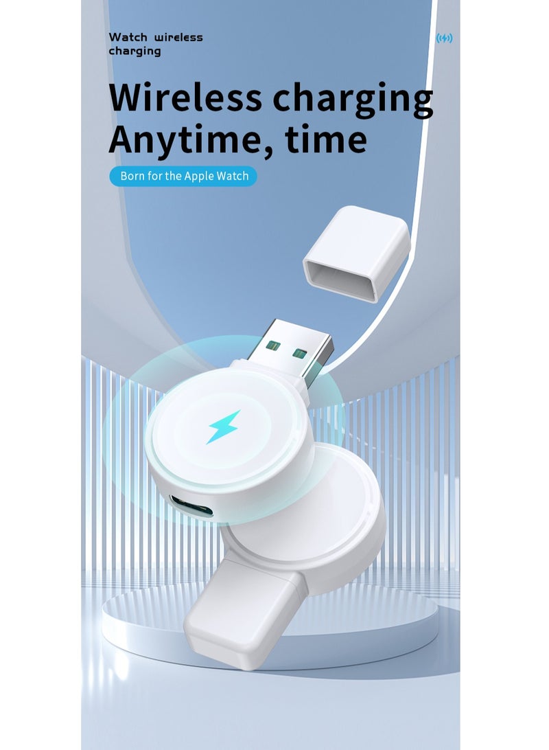 GULFLINK Mini Charger 2-in-1 Fast Charging Magnetic Wireless Charger For Apple Watch White  - Image 2